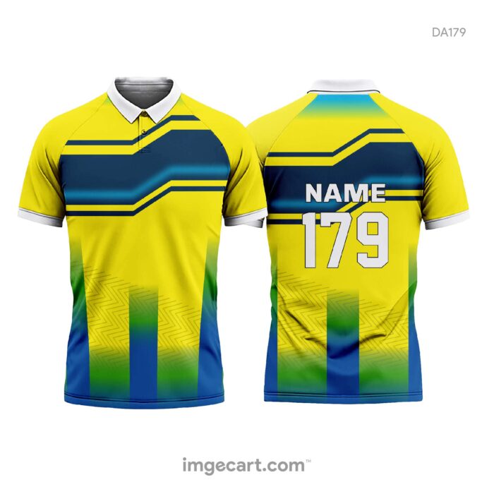 Cricket Jersey Design Yellow with Blue Effect