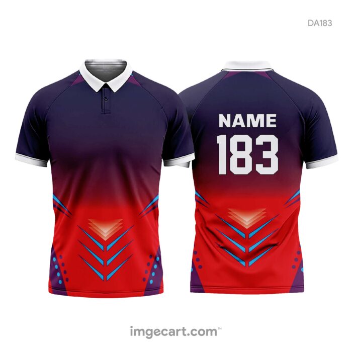 Cricket Jersey Design Blue with Red Effect