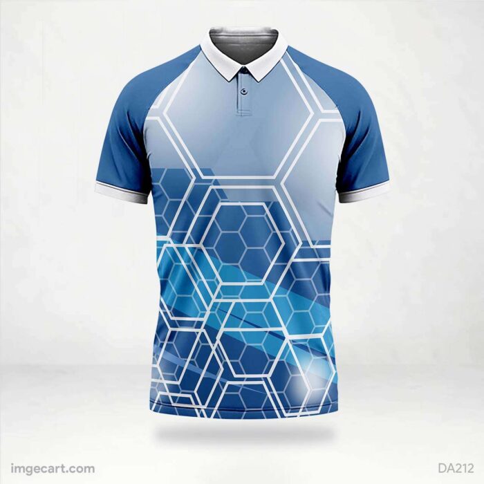 Cricket Jersey Design Blue and white with geometric shapes