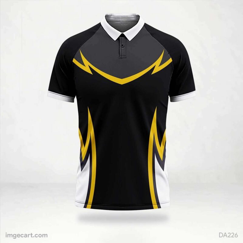 Cricket Jersey Design Black with Yellow and white Effect