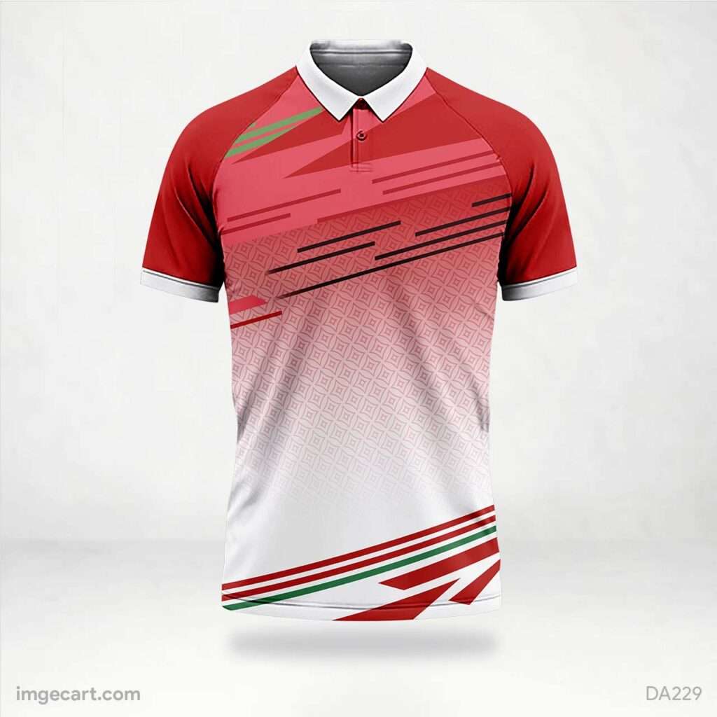 Cricket Jersey Design Red and White with lines - imgecart