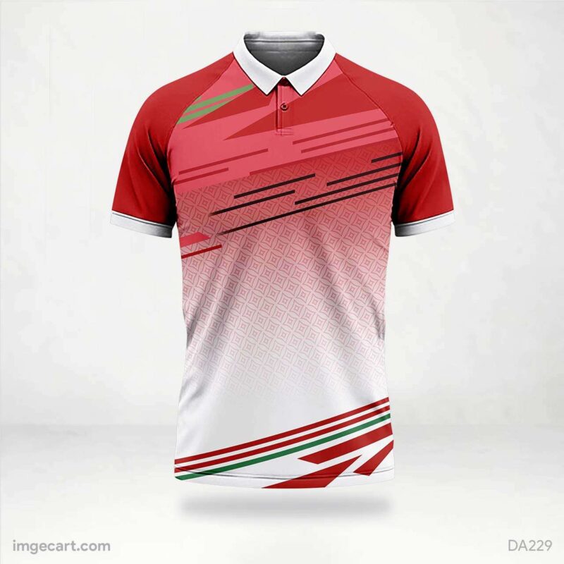 Cricket Jersey Design Red and White with Stripes