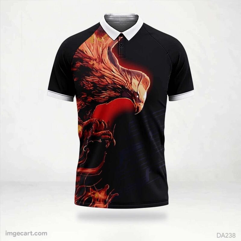 Cricket Jersey Design Black and Red with bird pattern