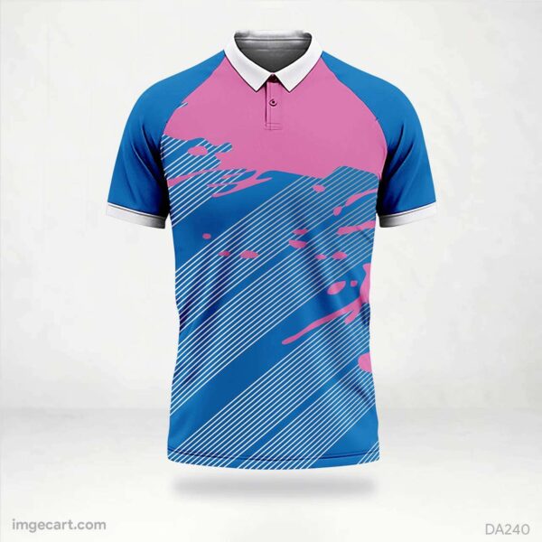 Volleyball Jersey Design blue with pink pattern - imgecart