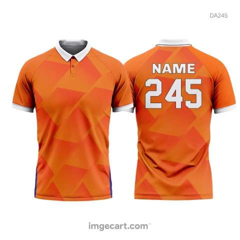Cricket Jersey Orange Design with Pattern - imgecart