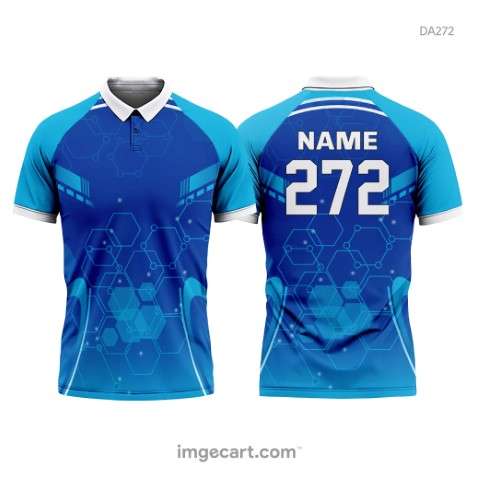 Cricket Jersey Design Blue with Star Pattern - imgecart