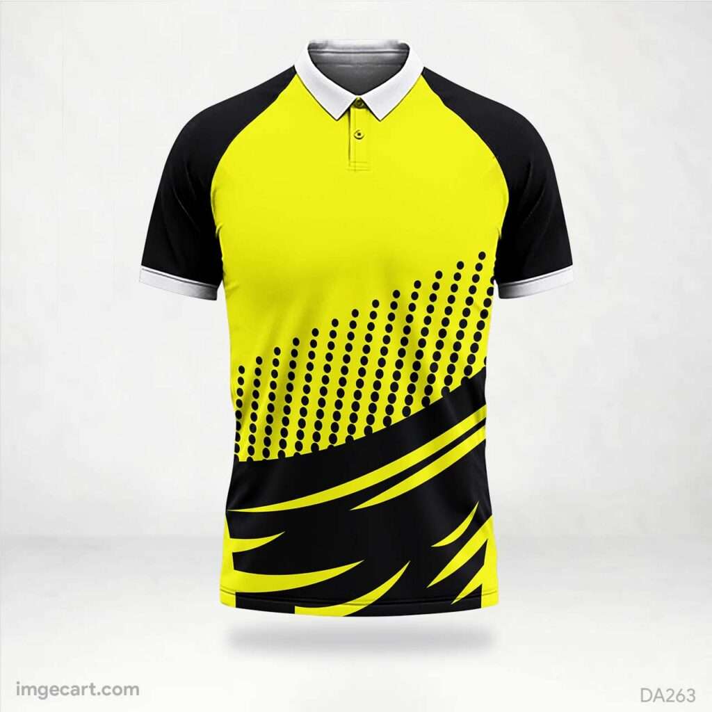 Cricket Jersey Yellow Design with Black Pattern - imgecart