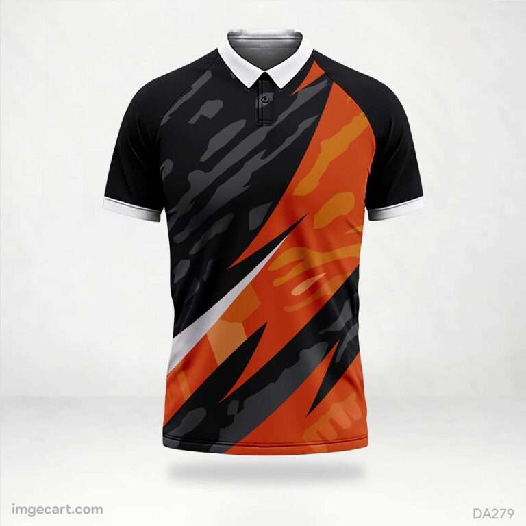 Cricket jersey black with orange Pattern Sublimation - imgecart
