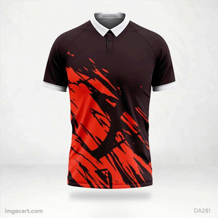 Cricket jersey Brown with Red Pattern Sublimation