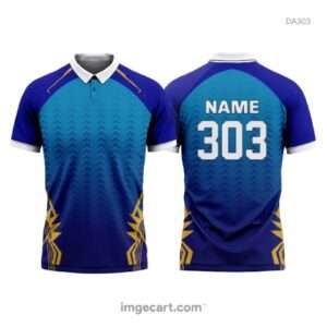 Cricket Jersey Design Blue and gold Sublimation - imgecart