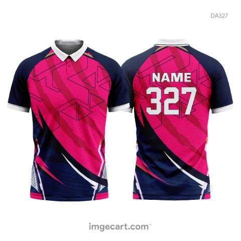 Cricket jersey blue with pink pattern - imgecart