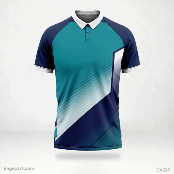 Football Jersey Design Blue with green pattern - imgecart