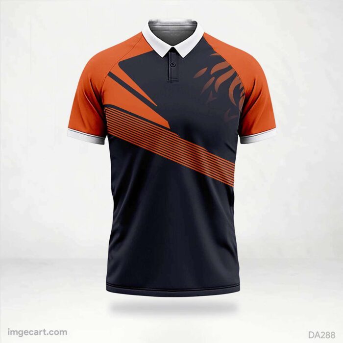 Cricket jersey black with orange Pattern