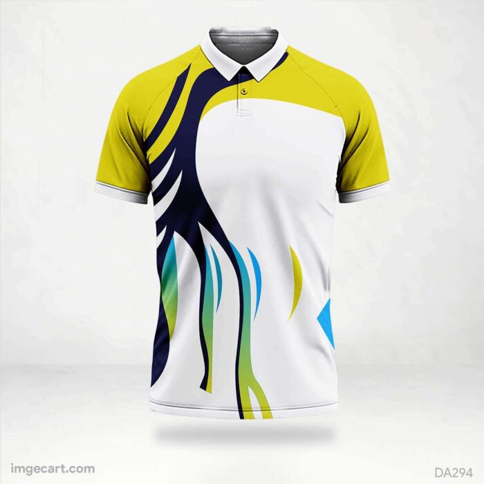 Cricket jersey yellow with blue Pattern