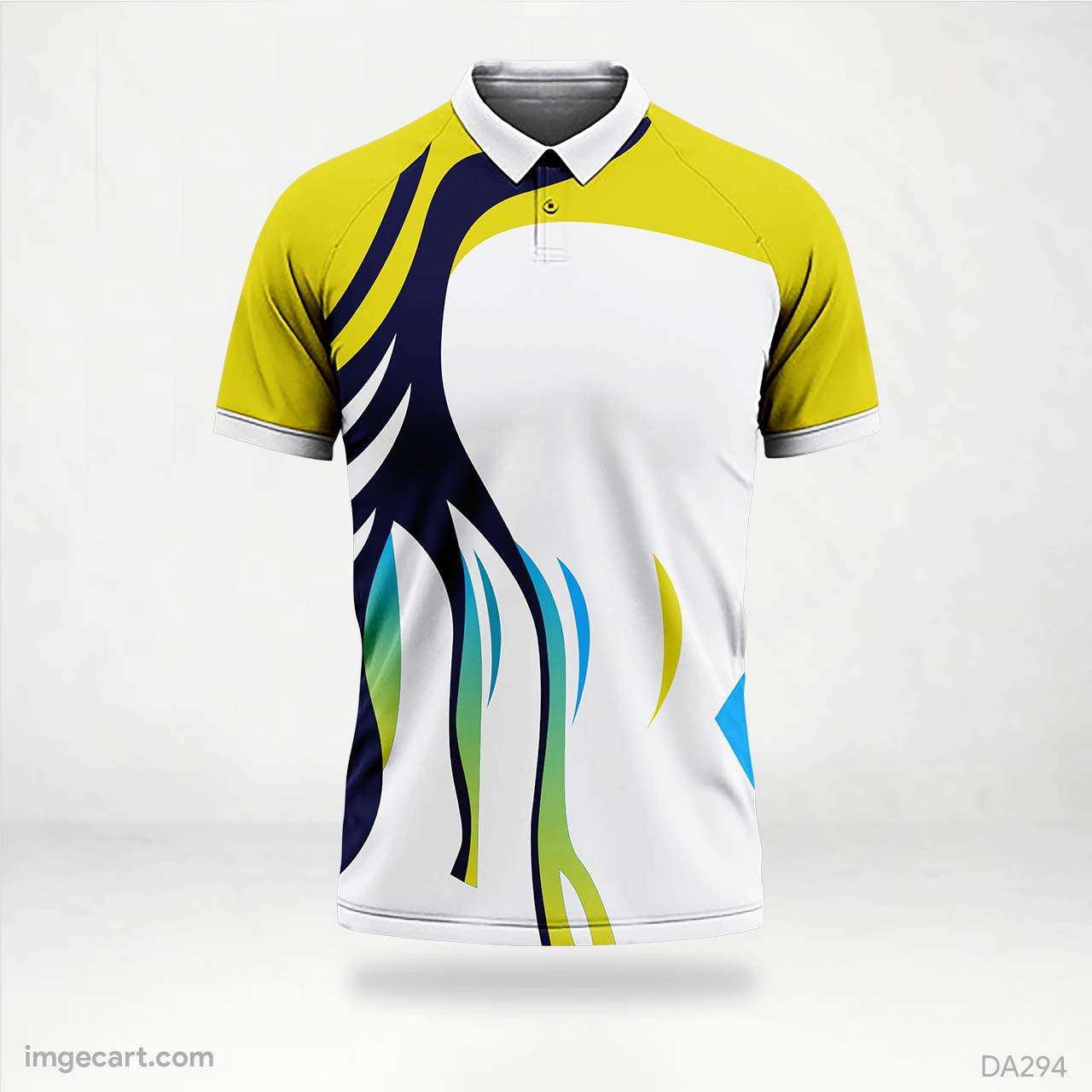 Cricket jersey yellow with blue Pattern - imgecart