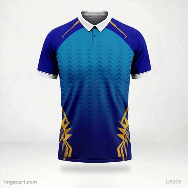 Cricket Jersey Design Blue and gold Sublimation - imgecart