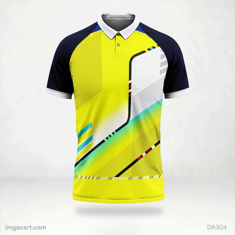 Cricket jersey yellow with black Pattern