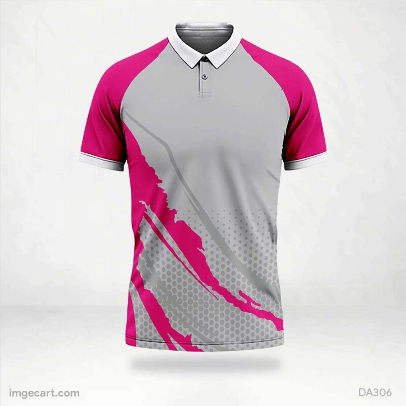 Cricket Jersey Design grey with pink pattern