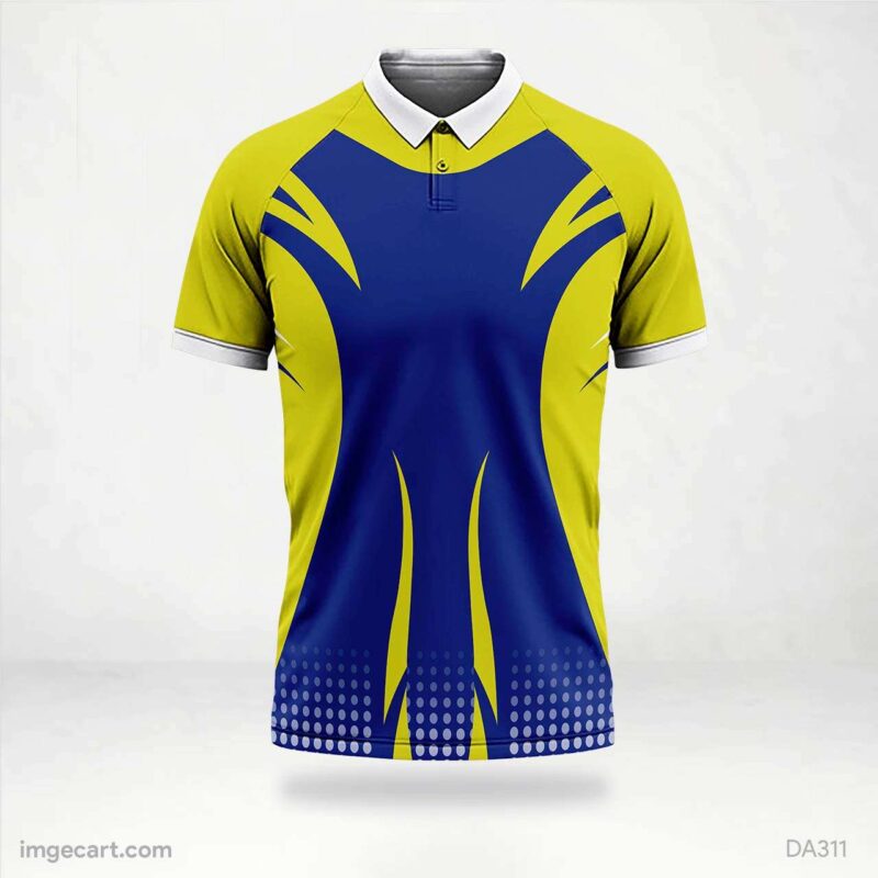 Cricket jersey yellow with BLUE Pattern