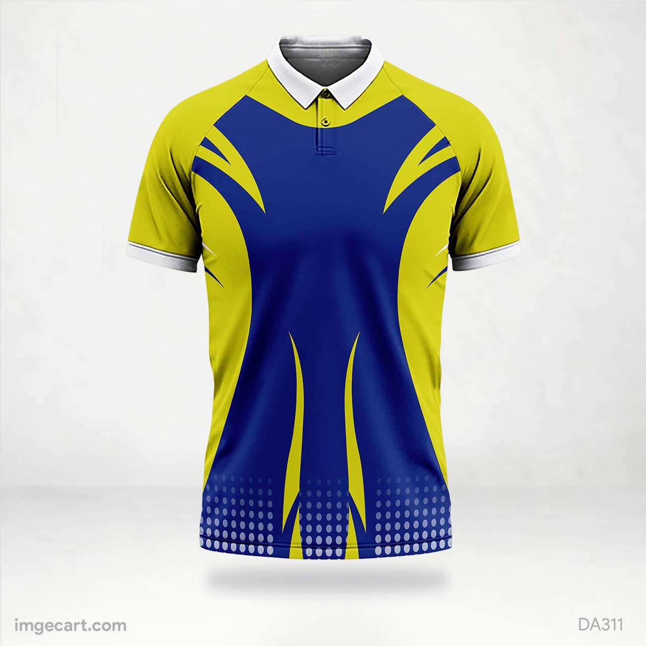 Cricket jersey yellow with Blue Pattern - imgecart