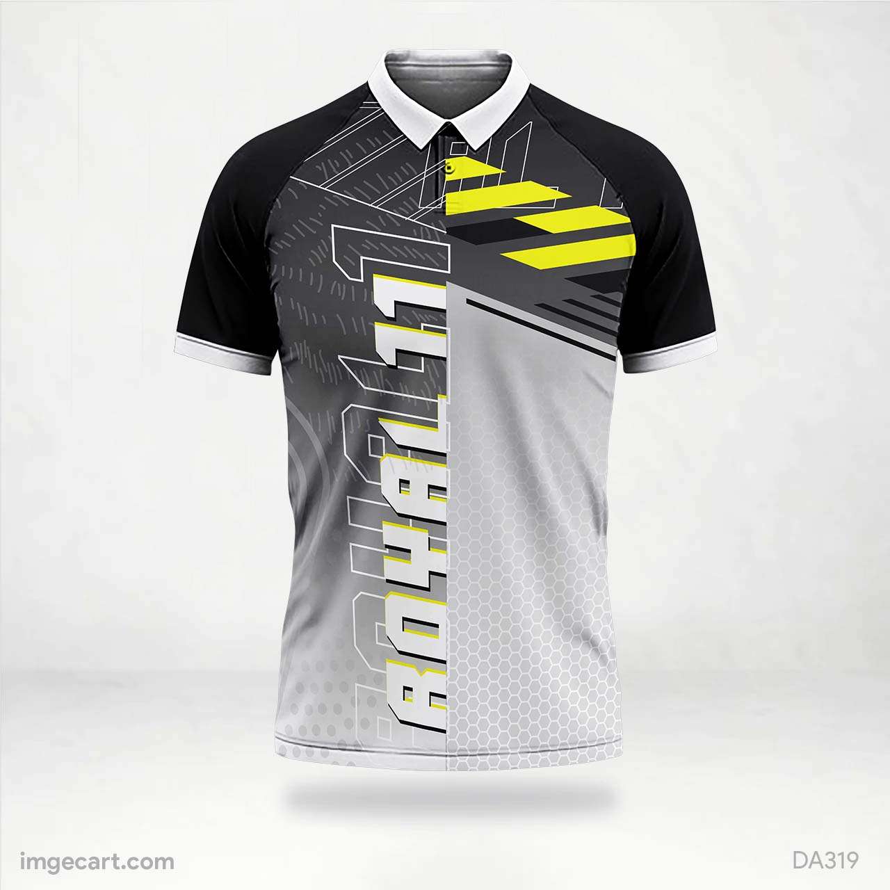E-sports Jersey Design black and grey with yellow pattern - imgecart