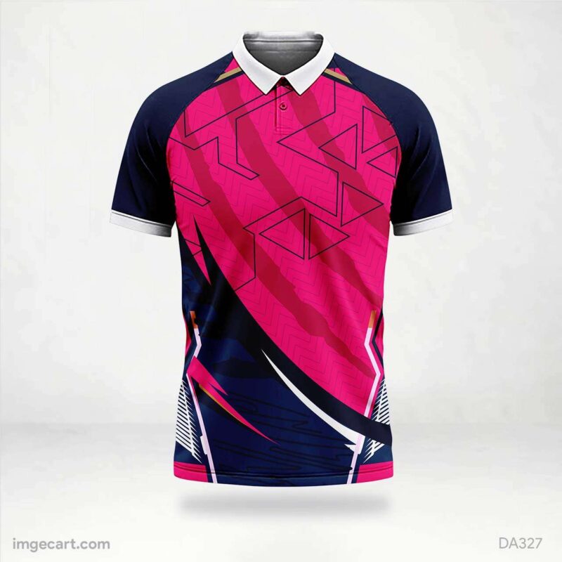 Cricket jersey blue with pink pattern