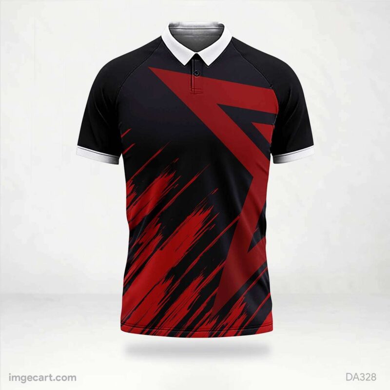 Football Jersey Design Black with red Pattern