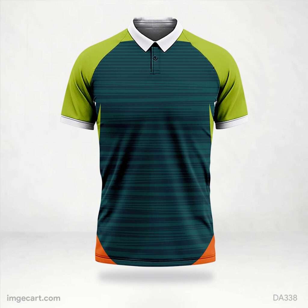 Cricket jersey design Green with Orange - imgecart