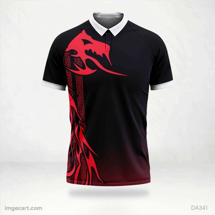 Football Jersey Design Black with red Sublimation
