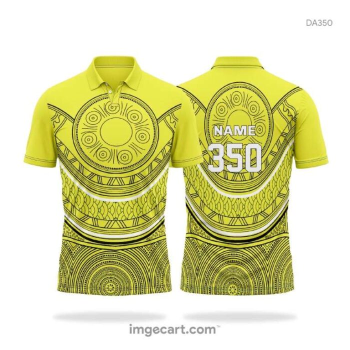 Cricket jersey yellow with mandala art