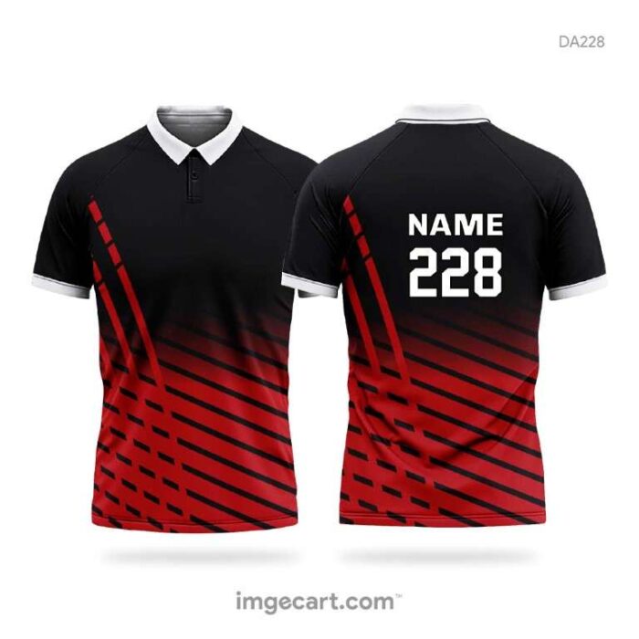 Cricket Jersey Design Black with red