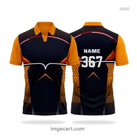 Cricket Jersey Design in Navy Blue and Orange - imgecart