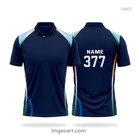 Cricket Jersey Design Blue and Indian flag theme - imgecart