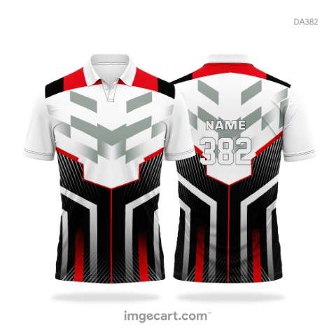E-sports Jersey Design Black white and Red - imgecart