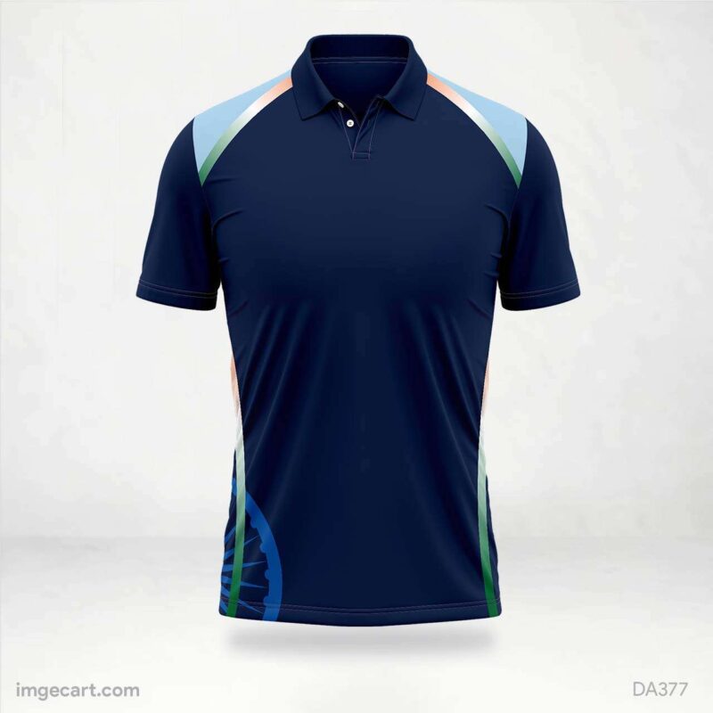 Cricket Jersey Design Blue and Indian flag theme