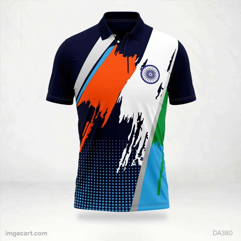 Cricket Jersey design blue and Indian Theme
