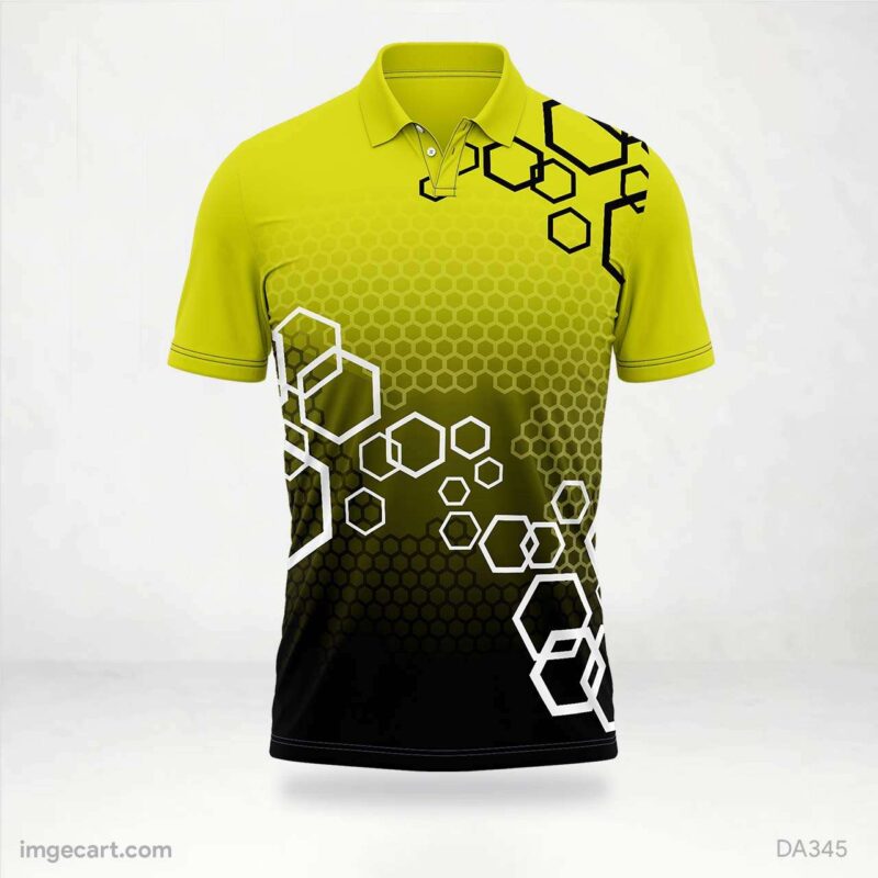 Cricket jersey yellow and black with honeycomb Pattern