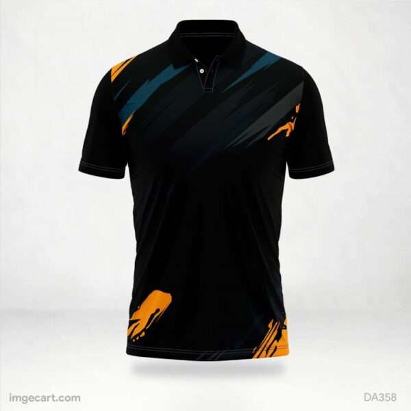 Cricket Jersey Design Black Orange and Blue - imgecart