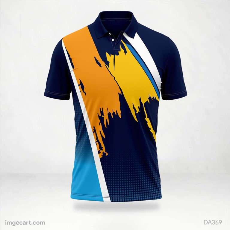 Cricket Jersey Design Navy blue yellow and Orange - imgecart