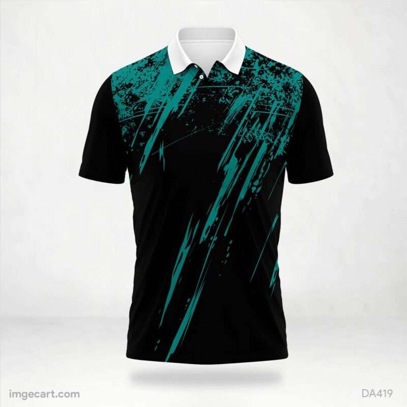 Black with Teal Brush Jersey Design
