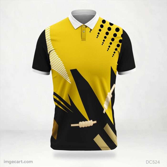 Yellow and Black Cricket Jersey Design