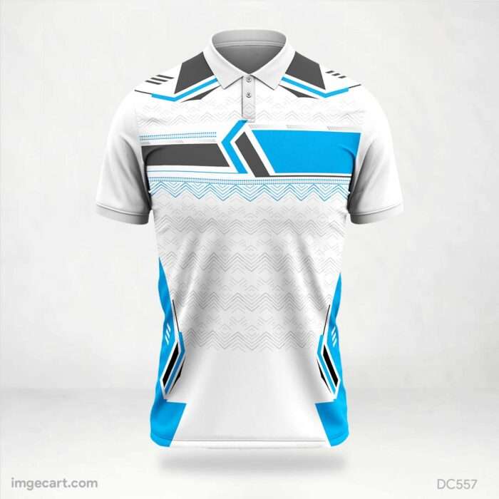 White and Sky-Blue Jersey Design