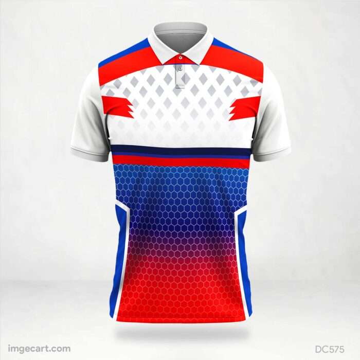 Dark Blue and Red White Jersey Design