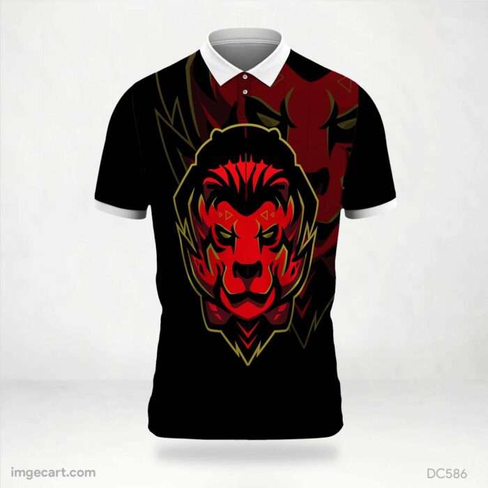 Black and Red Lion Jersey Design