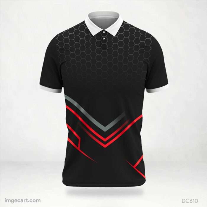 Black and Red Polygon Jersey Design