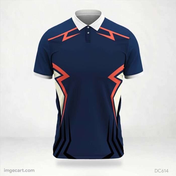 Dark Blue and Orange Jersey Design