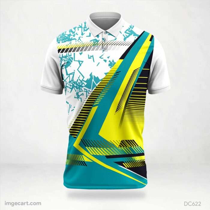 White and Blue Yellow Jersey Design