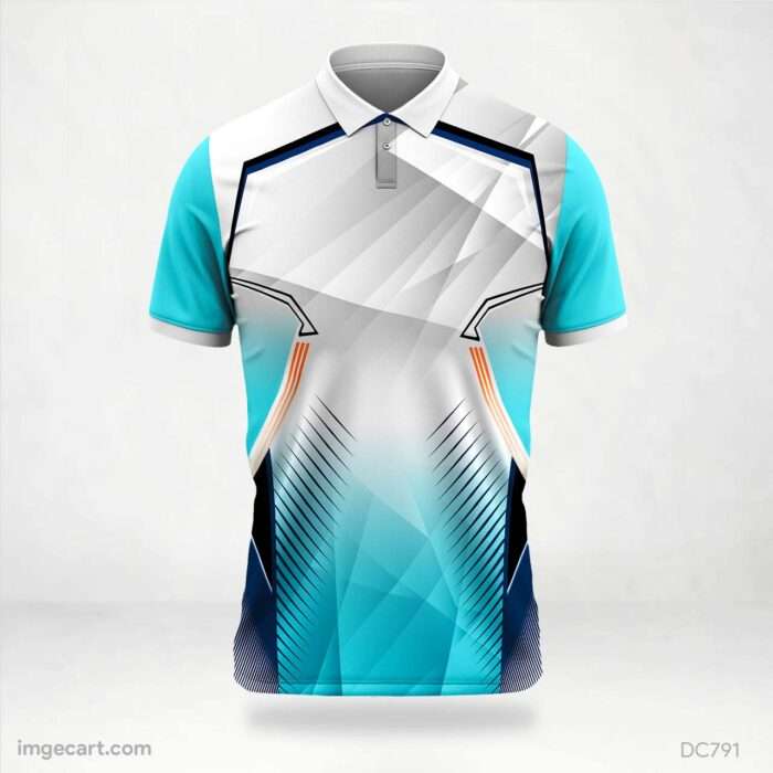 White and Sky-Blue Jersey Design