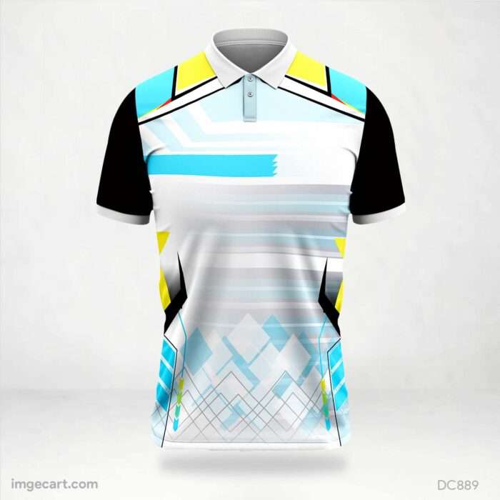 White and Cyan Yellow Jersey Design