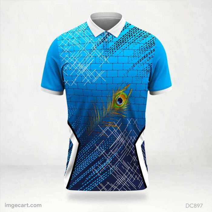 Blue and Peacock Feather Jersey Design